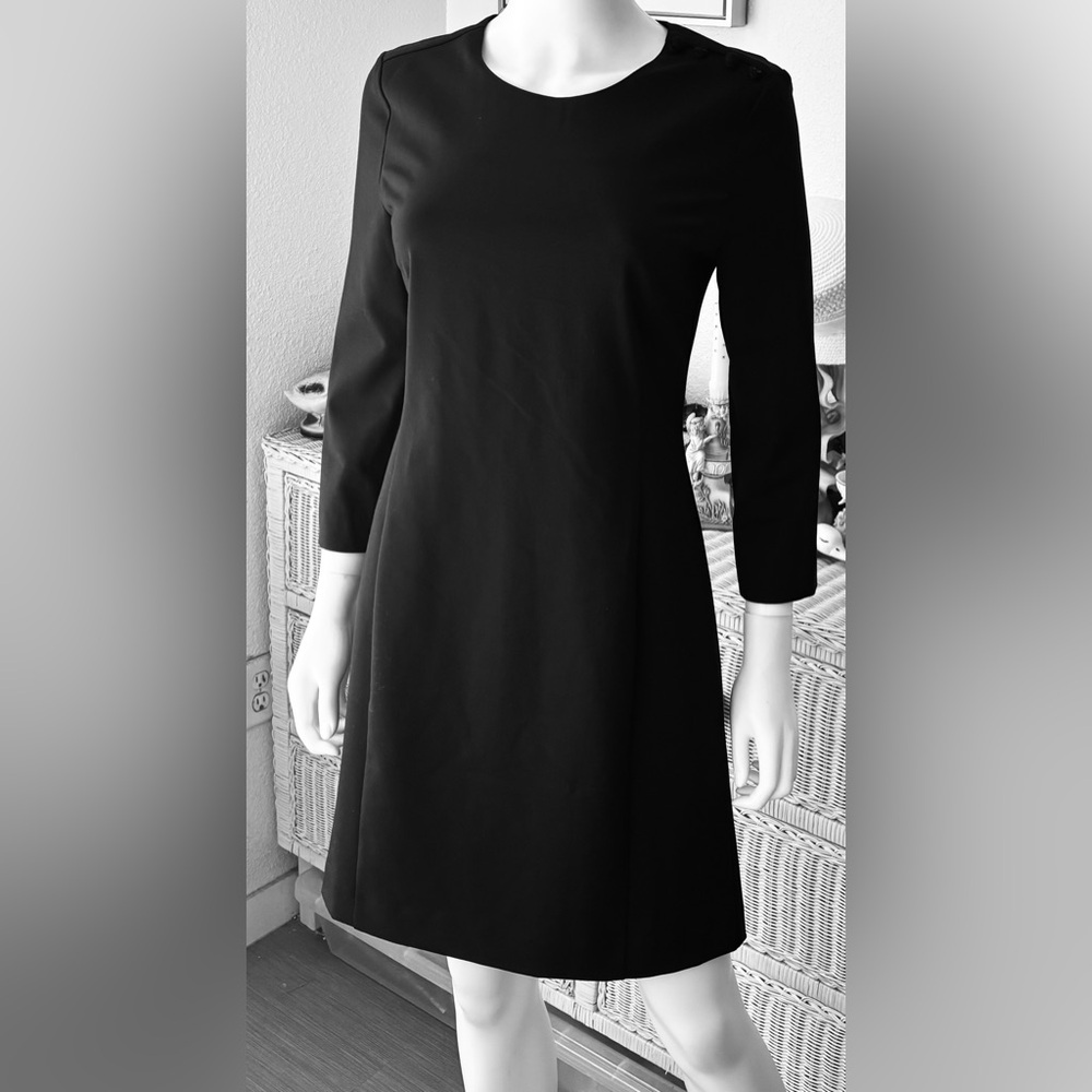 Armani Jeans Office Fitted Mini Dress w/ Pleated Skirt in Black Size 6